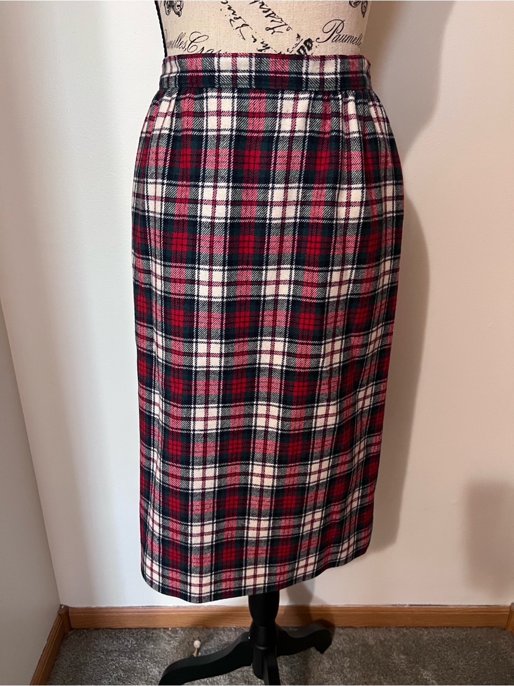 Vintage Pendleton Petite Wool Tartan Plaid Midi Skirt Dress Macduff Size 12